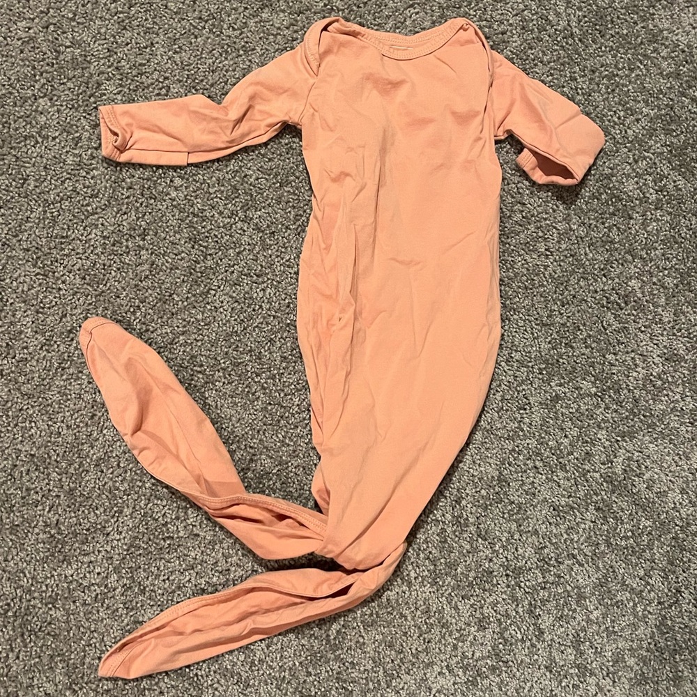 Dusty Rose Marlowe & Co Organic Cotton Knotted Newborn Baby Gown